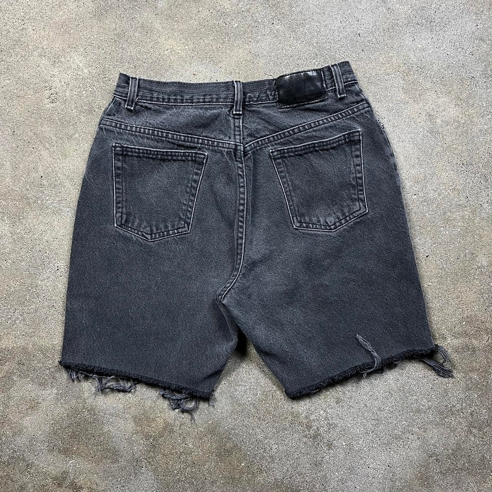 Faded Glory Mens Baggy Y2K Denim Shorts Black Skater Raw Hem Size 30